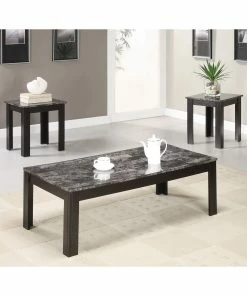 Flash Sale 🌟 Coaster Company 3-Piece Faux Marble Occasional Table Set Black 🛒