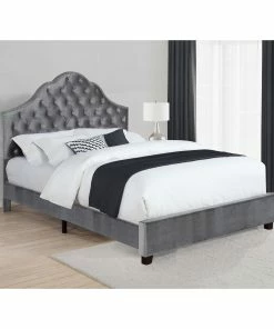 Outlet 😍 Coaster Abbeville Grey Upholstered Bed With Arched Headboard 🧨