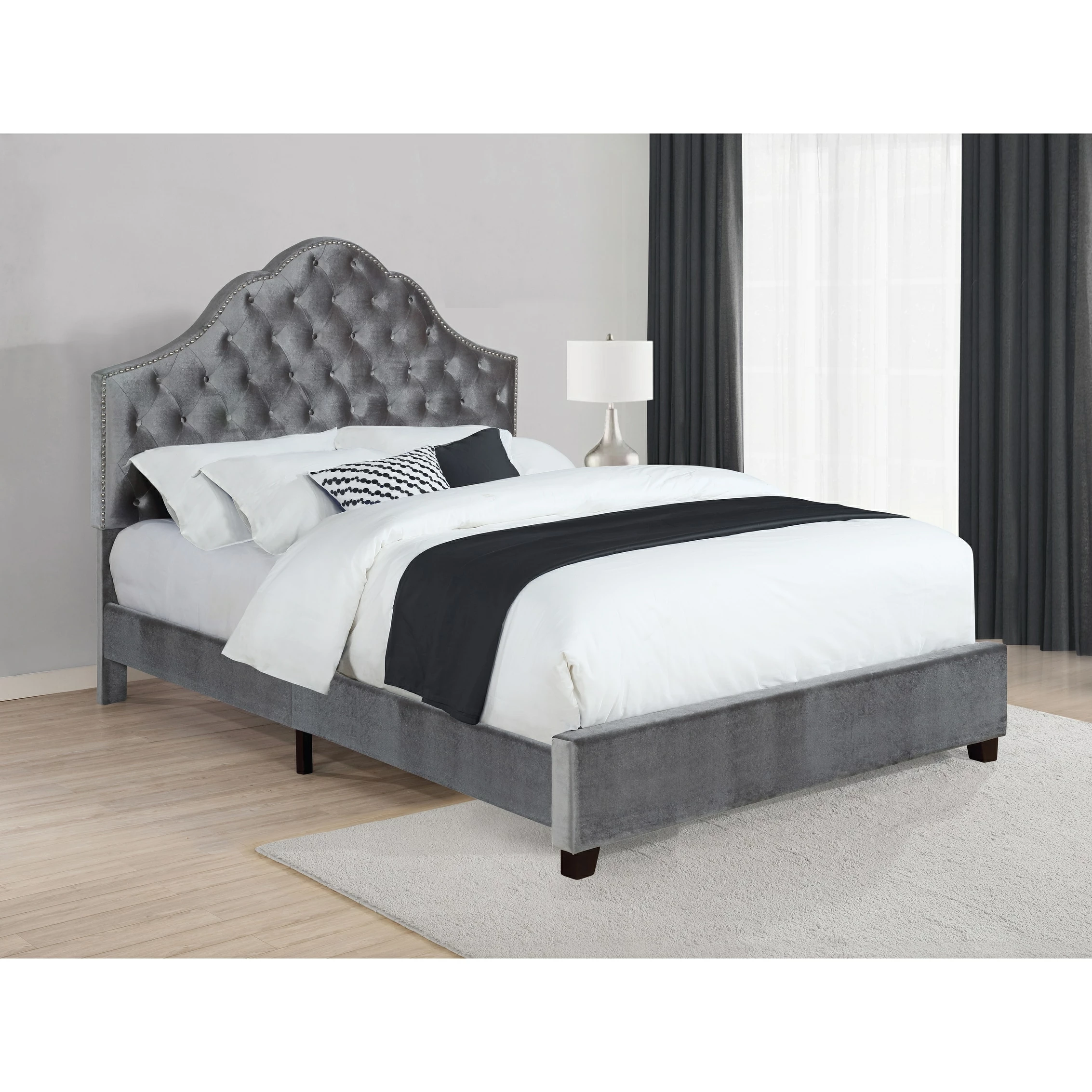 Outlet ๐ Coaster Abbeville Grey Upholstered Bed With Arched Headboard ๐งจ