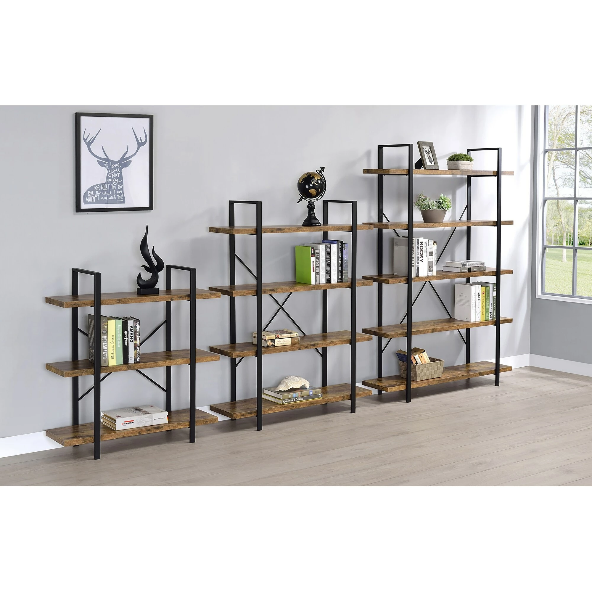 Hot Sale โญ Coaster Antique Nutmeg 3-tier Open Back Bookcase ๐ - Image 7