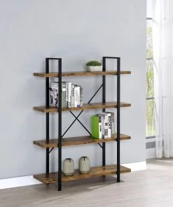 Outlet ๐ฏ Coaster Antique Nutmeg 4-tier Open Back Bookcase ๐ฏ