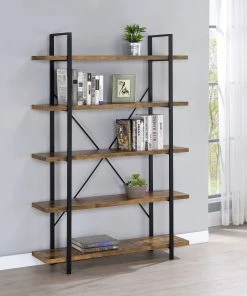 Coupon 🔔 Coaster Antique Nutmeg 5-tier Open Back Bookcase ✔️