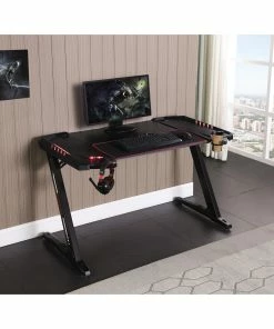 Flash Sale ❤️ Coaster Ardsley Black Z-framed Gaming Desk With LED Lighting ⌛