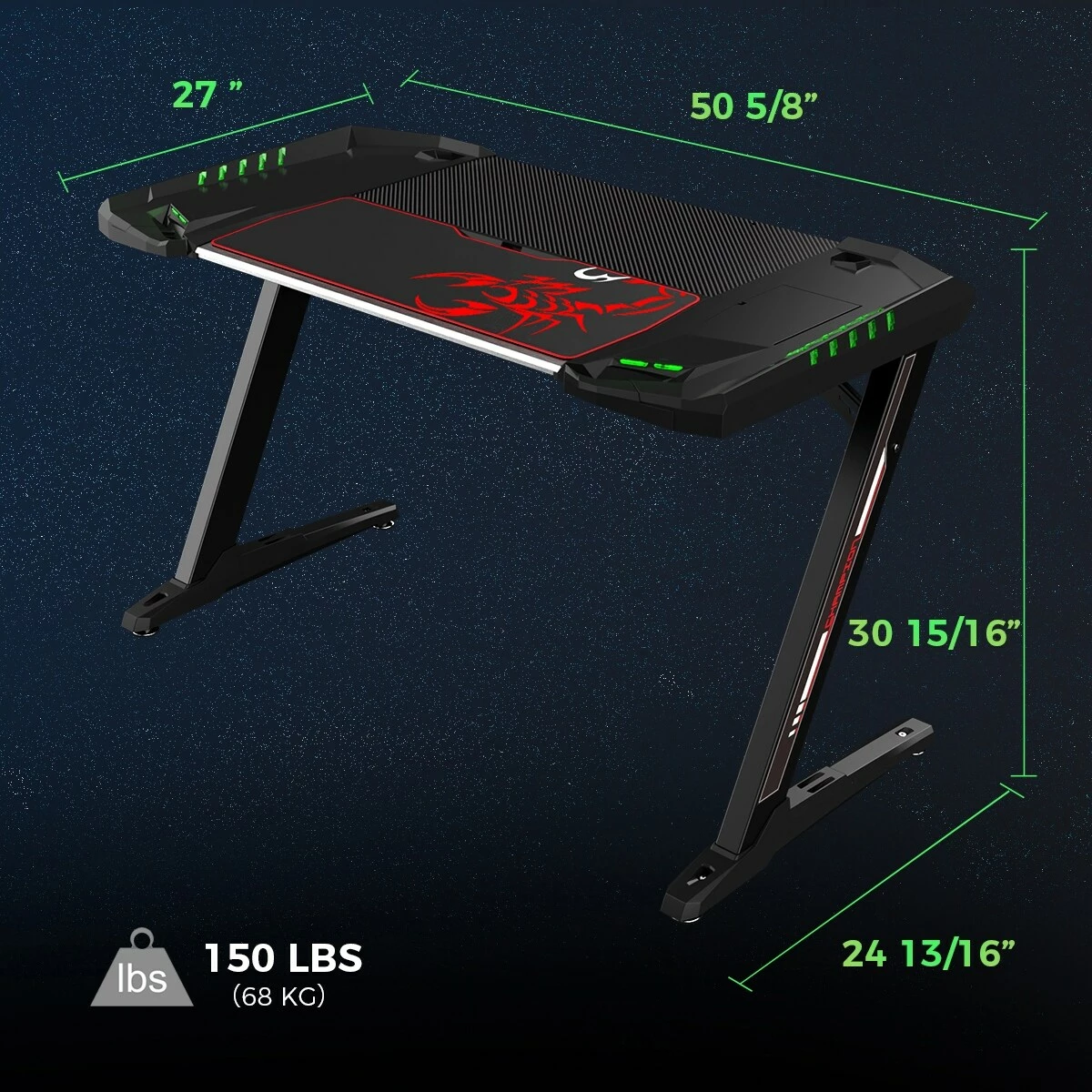 Flash Sale โค๏ธ Coaster Ardsley Black Z-framed Gaming Desk With LED Lighting โ - Image 6