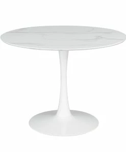 Buy 🎁 Coaster Arkell White 40-inch Round White Faux Marble Dining Table 🛒