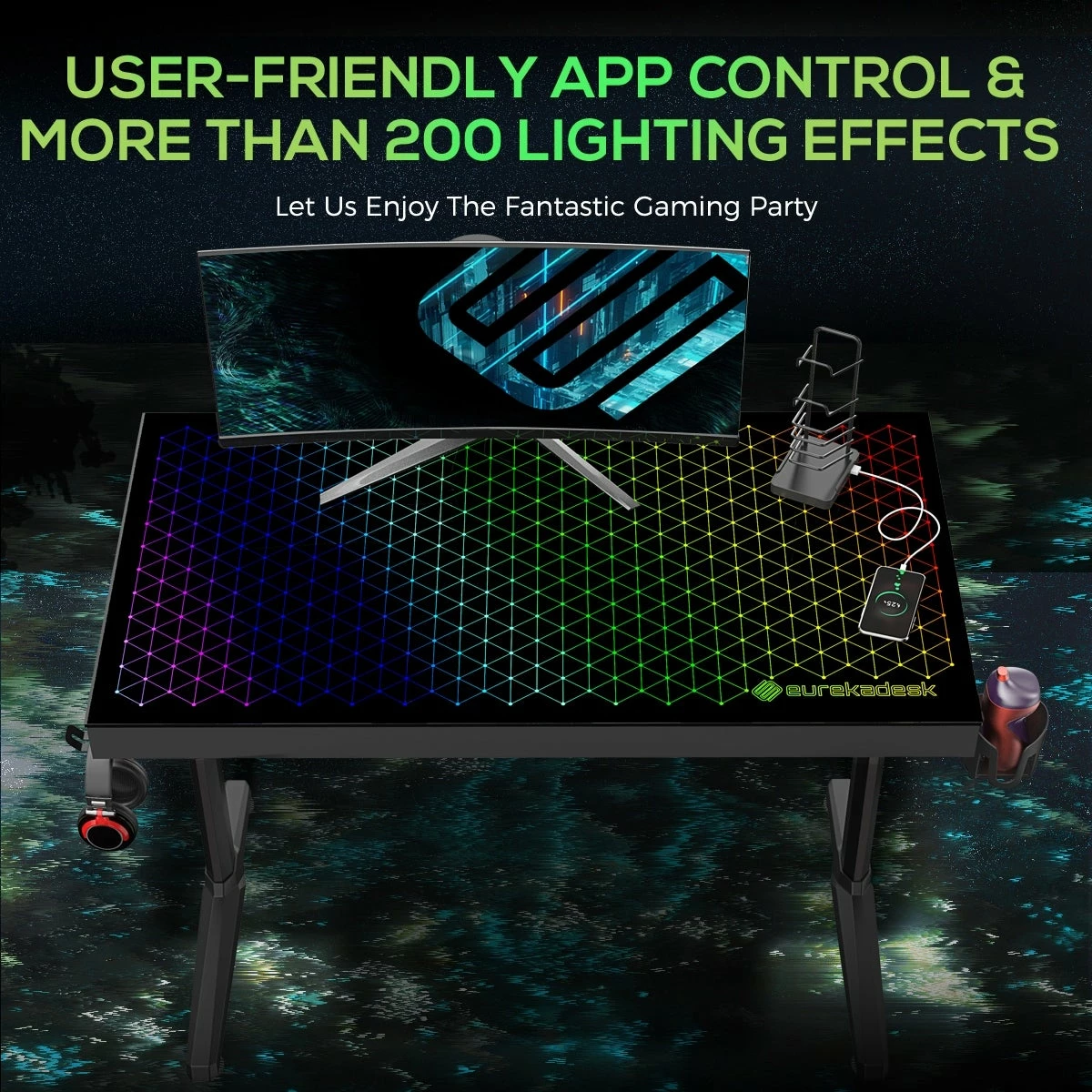 Best Sale ⌛ Coaster Avoca Black Tempered Glass Top Gaming Desk ✔️ - Image 6