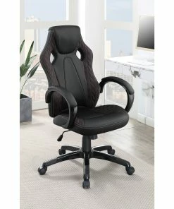 Buy 🎉 Coaster Black Arched Armrest Upholstered Office Chair ❤️