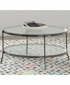 Coupon 😍 Coaster Black Nickel And Clear Glass Top Round Coffee Table 💯