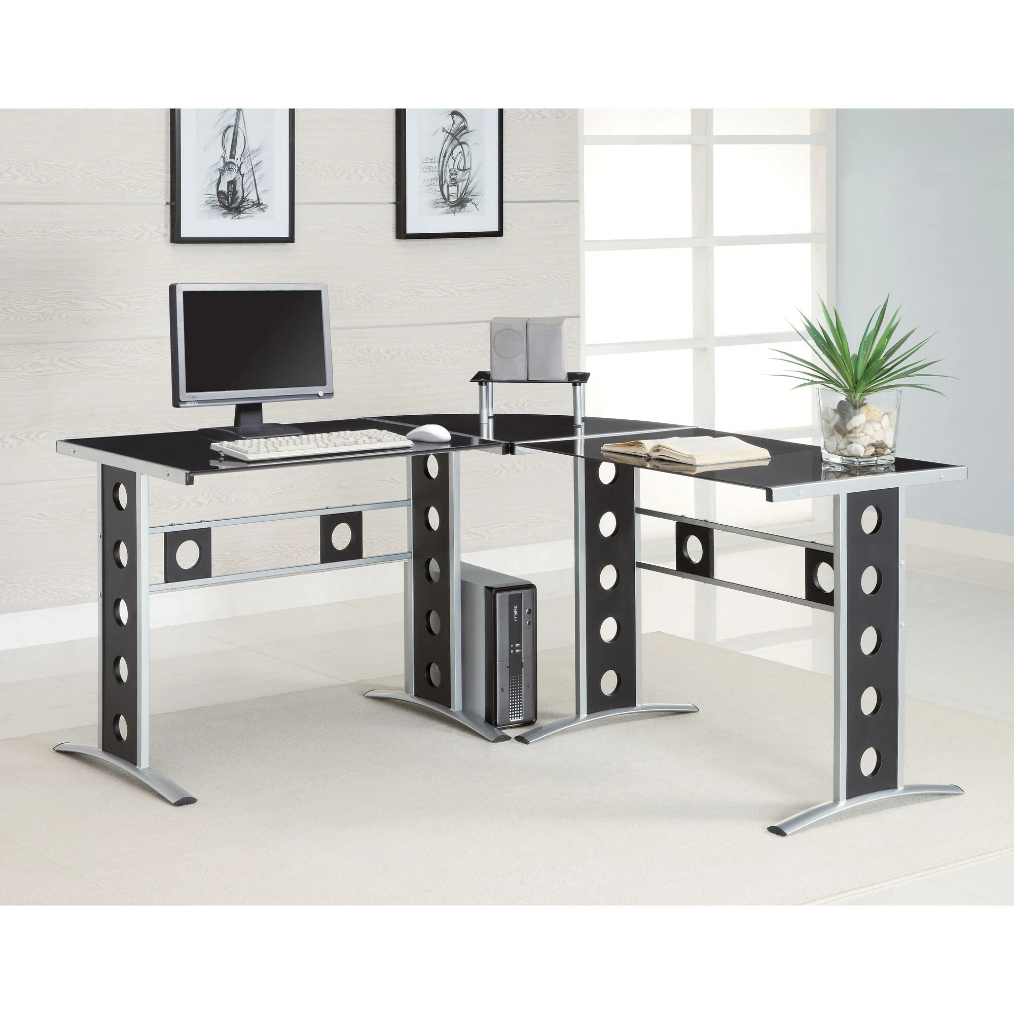 Flash Sale ๐ Coaster Company Fine Furniture L-Shaped Computer Desk (Black/Silver) ๐คฉ