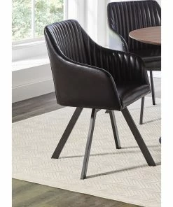 Best deal 💯 Coaster Black And Gunmetal Tufted Sloped Arm Swivel Dining Chair 🤩