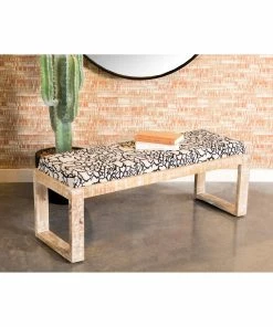 Buy ๐ Coaster Black And White Sled Leg Upholstered Accent Bench ๐