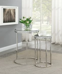 Buy ๐ Coaster Bleker Silver 2-piece Round Nesting Table ๐งจ