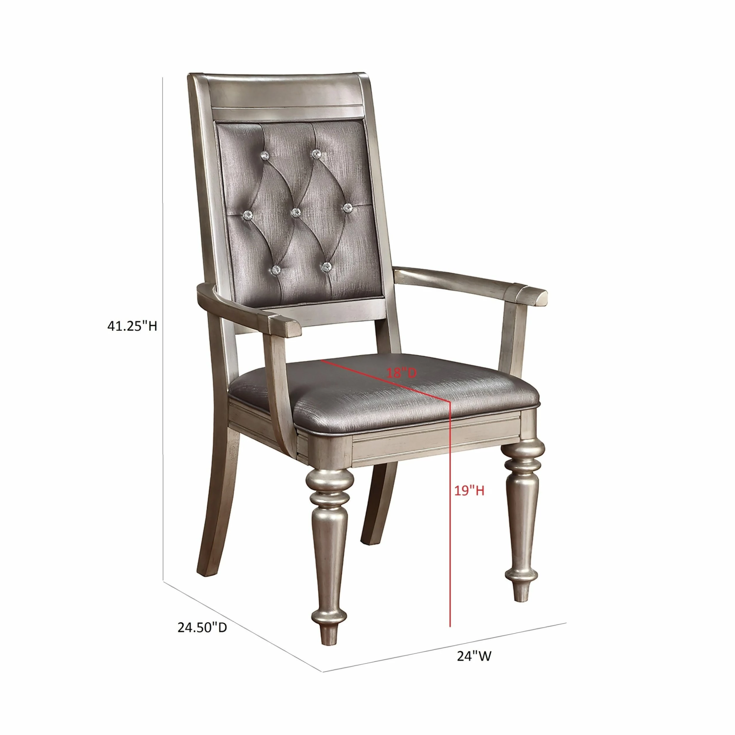 Cheapest ๐งจ Coaster Bling Game Hollywood Glam Metallic Platinum Armchair - 24" X 24.50" X 41.25" ๐ฏ - Image 4