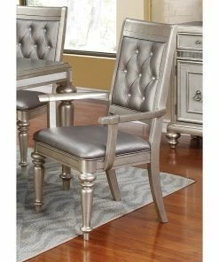 Cheapest 🧨 Coaster Bling Game Hollywood Glam Metallic Platinum Armchair - 24" X 24.50" X 41.25" 💯