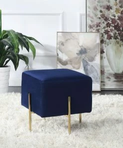 Buy โ๏ธ Coaster Blue And Brass Square Scale Ottoman ๐คฉ