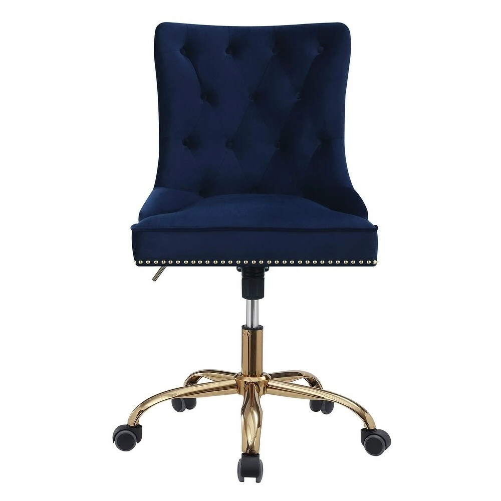Outlet โญ Coaster Blue And Brass Upholstered Swivel Office Chair โ๏ธ - Image 3