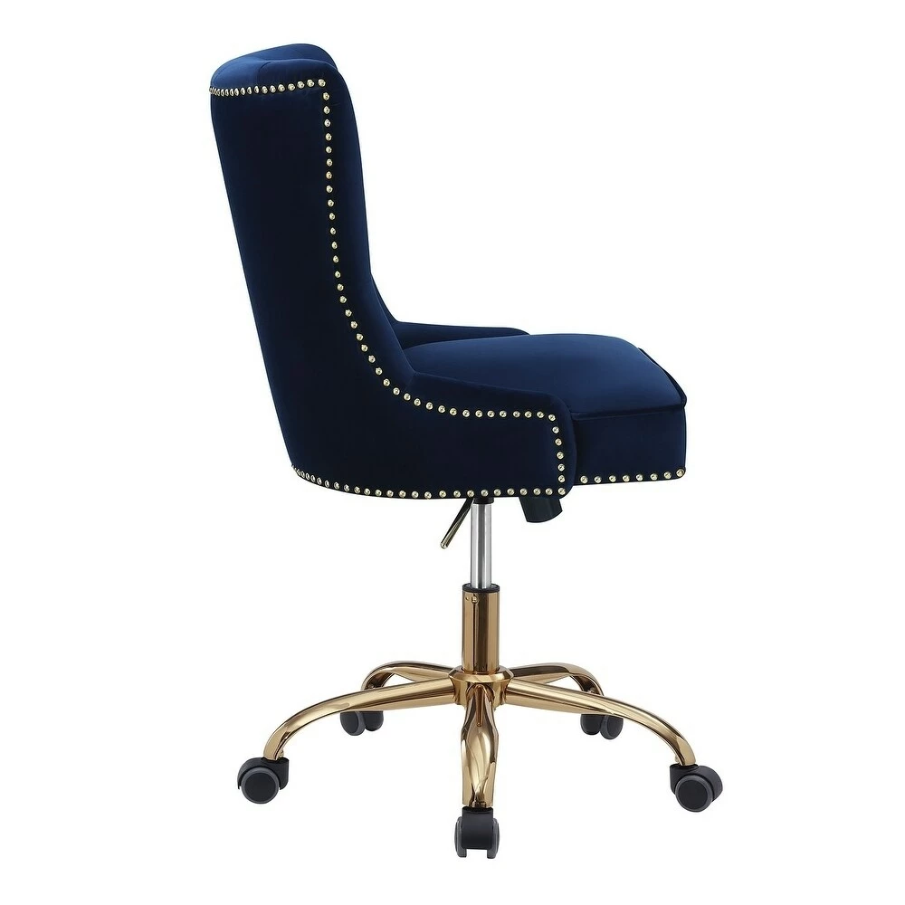 Outlet โญ Coaster Blue And Brass Upholstered Swivel Office Chair โ๏ธ - Image 5