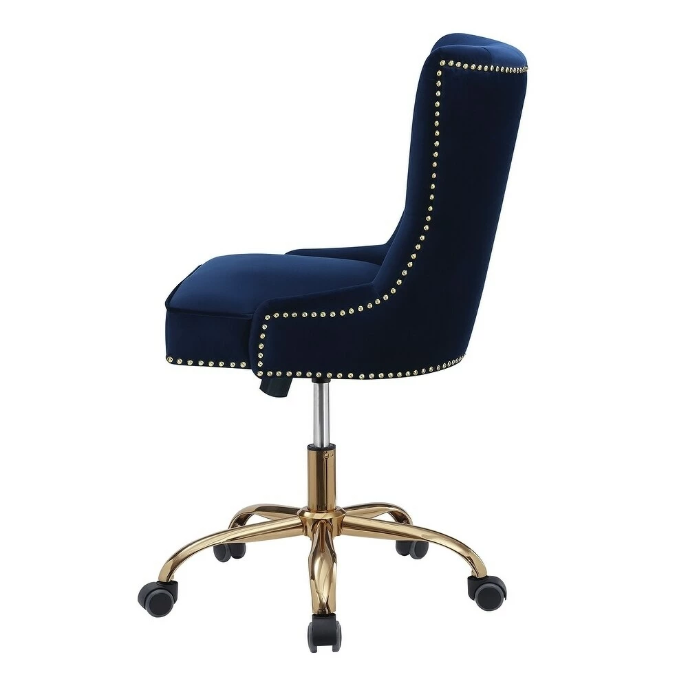 Outlet โญ Coaster Blue And Brass Upholstered Swivel Office Chair โ๏ธ - Image 4