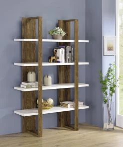 Cheap ✨ Coaster Bookcase With 4 Full-length Shelves Black And Aged Walnut 🧨