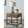 Promo 😉 Coaster Brown Oak And Sandy Black Square 1-drawer End Table 🧨