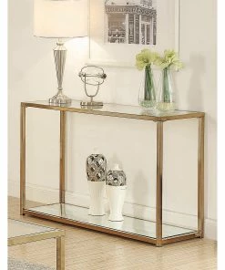 Brand new 🔔 Coaster Calantha Modern Chocolate Chrome Sofa Table - 47.25" X 15.75" X 30" ✔️