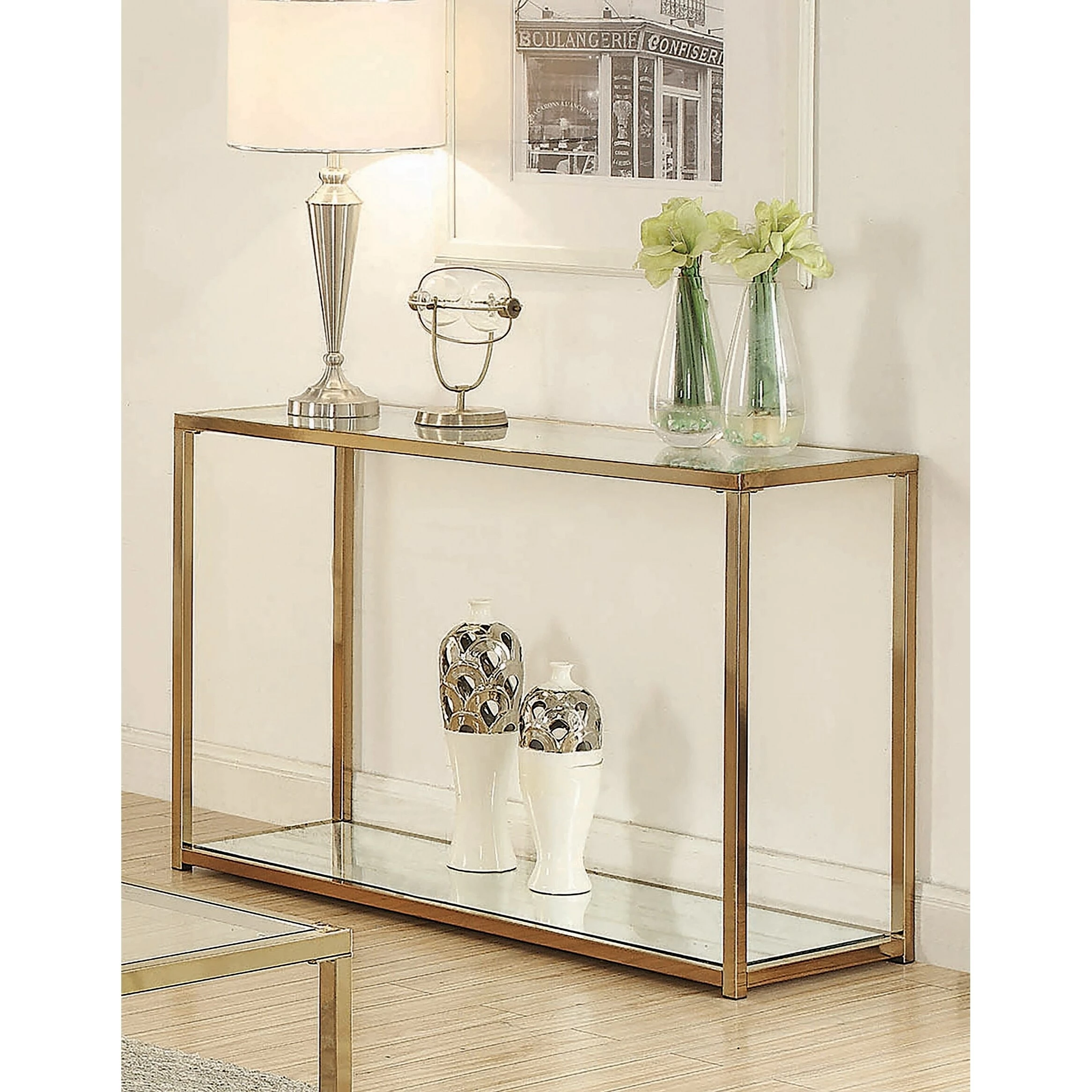 Brand new ๐ Coaster Calantha Modern Chocolate Chrome Sofa Table - 47.25" X 15.75" X 30" โ๏ธ