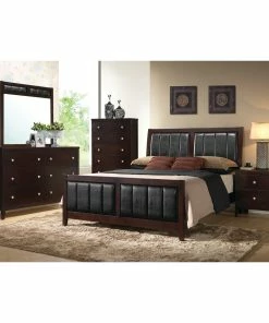 Brand new 👏 Coaster Carlton Tufted Upholstered Panel Bed Black/cappuccino 🤩
