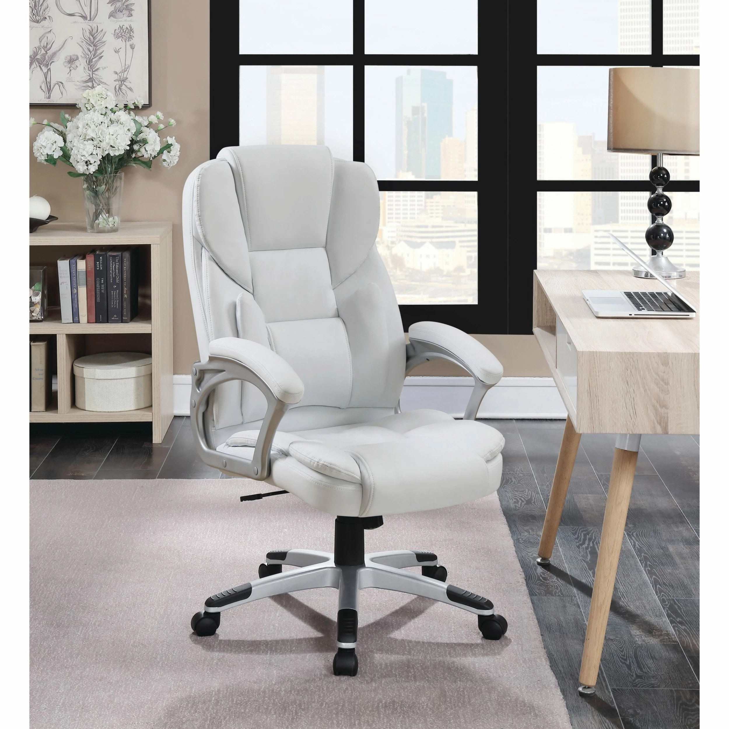 Best Pirce โค๏ธ Coaster Casual White Faux Leather Office Chair - 26" X 28.75" X 43" ๐ - Image 8