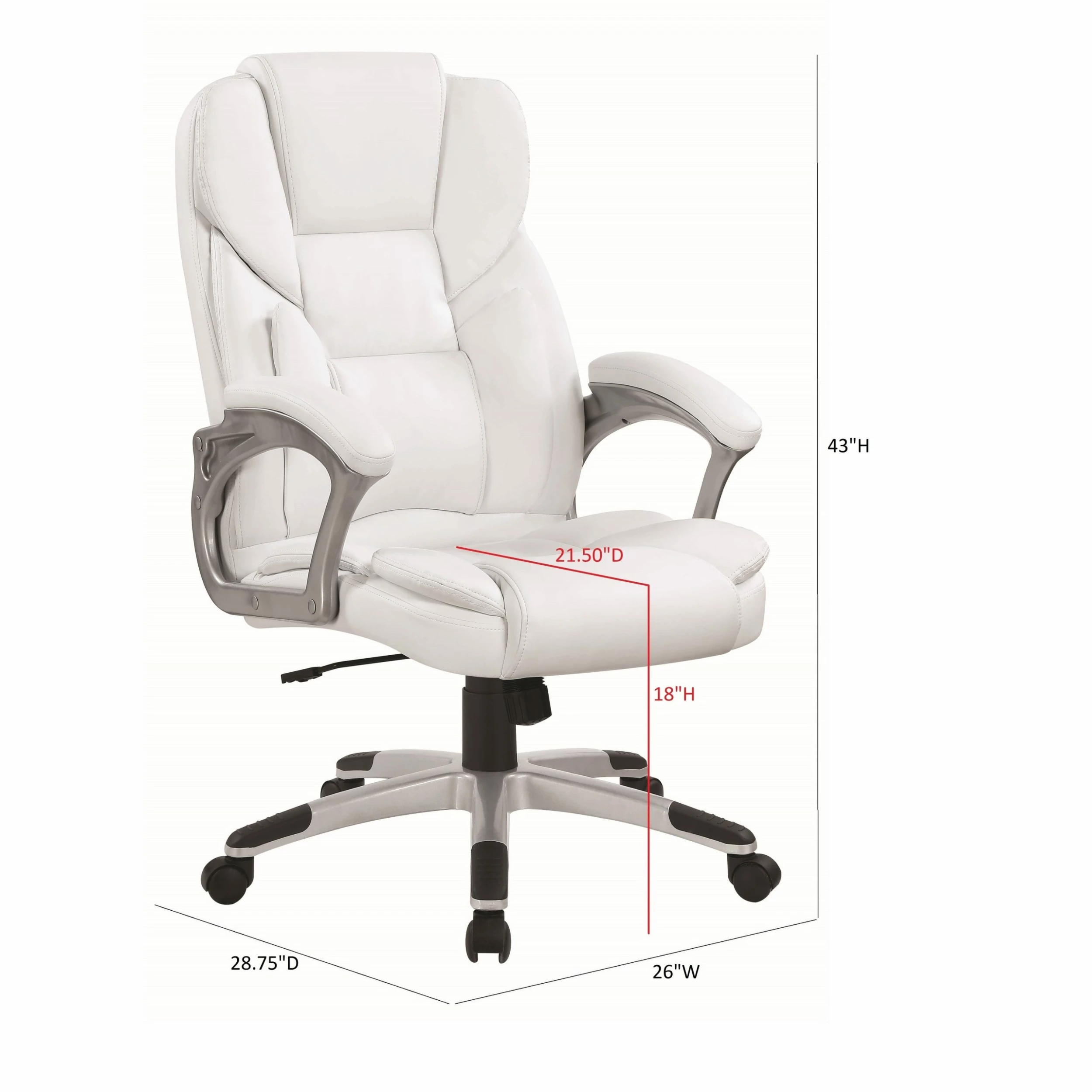 Best Pirce โค๏ธ Coaster Casual White Faux Leather Office Chair - 26" X 28.75" X 43" ๐ - Image 9