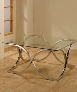Outlet ❤️ Coaster Company Chrome Tempered Glass Coffee Table - 36" X 36" X 18.75" ✔️