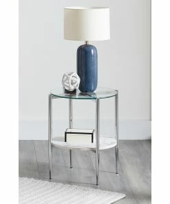 Outlet ๐ Coaster Clear And Chrome Round Glass Top End Table ๐