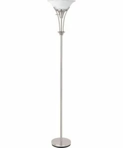 Cheap 🌟 Coaster Company Brushed Steel Floor Lamp With Frosted Ribbed Glass Shade 🤩