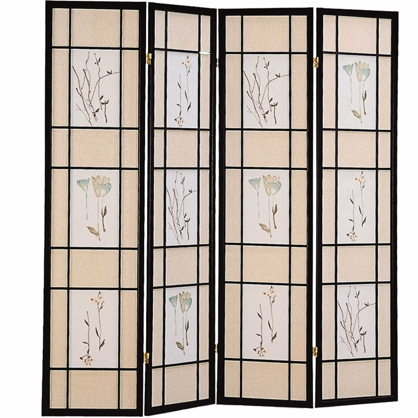 Hot Sale ⭐ Coaster Company Black Floral Motif 4-panel Folding Screen - 69.50" X 0.75" X 70.25" ✨ 2 Hot Sale ⭐ Coaster Company Black Floral Motif 4-panel Folding Screen - 69.50" X 0.75" X 70.25" ✨ - Image 2