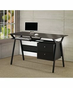 Cheap 😉 Coaster Company Black Metal And Glass 2-Drawer Computer Desk 🎁