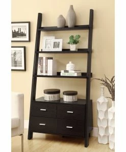 Cheapest 🔔 Coaster Company Cappuccino 4-shelf 4-drawer Ladder Bookcase ✨