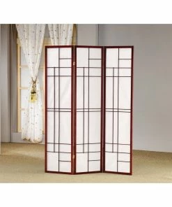 Budget โจ Coaster Company Cherry Wood/Fabric Geometric Folding 3-panel Screen - 52" X 0.75" X 70.25" ๐ฅฐ