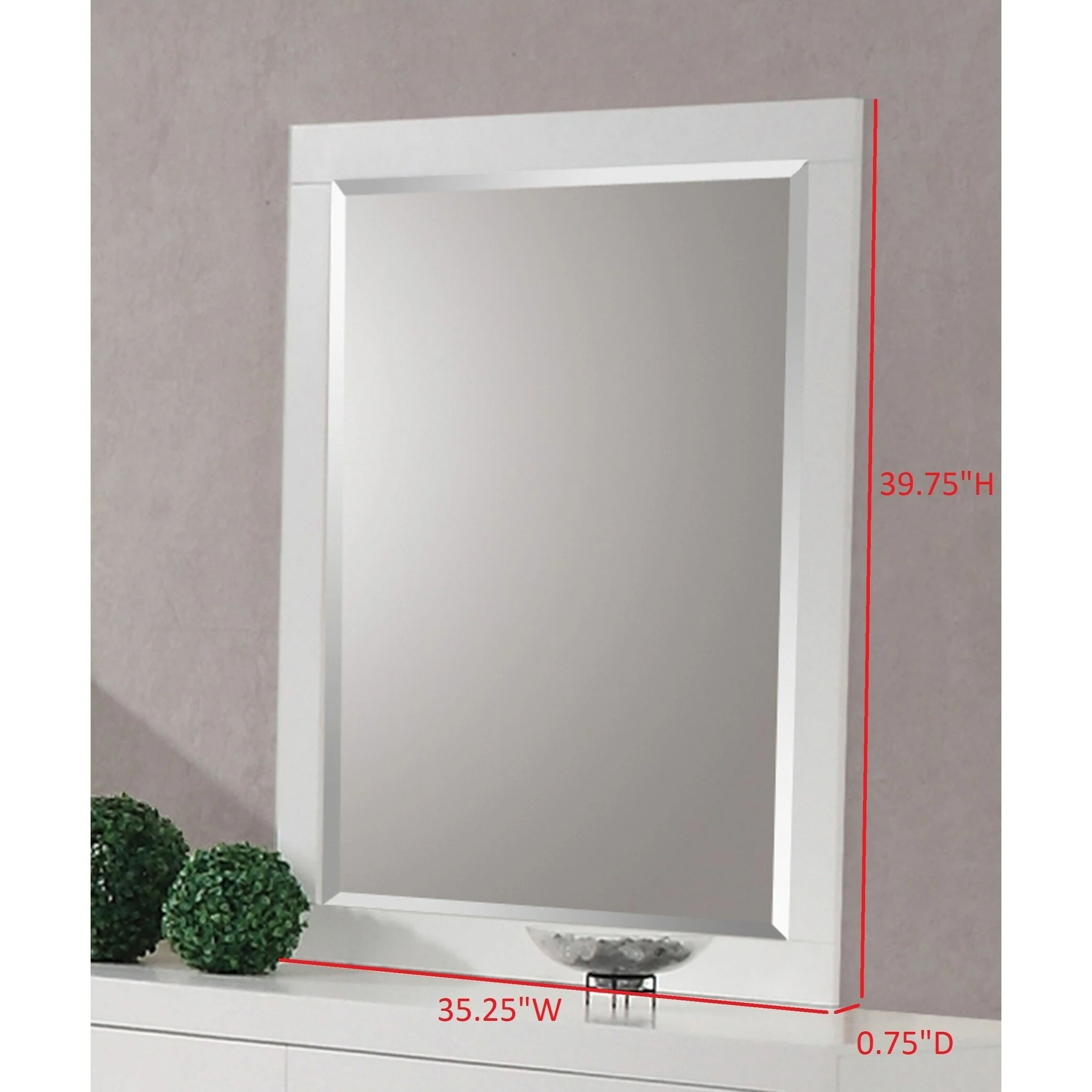 Best Pirce 👏 Coaster Company Jessica Collection White Wood Wall Mirror - 35.25" X 0.75" X 39.75" 😉 - Image 3