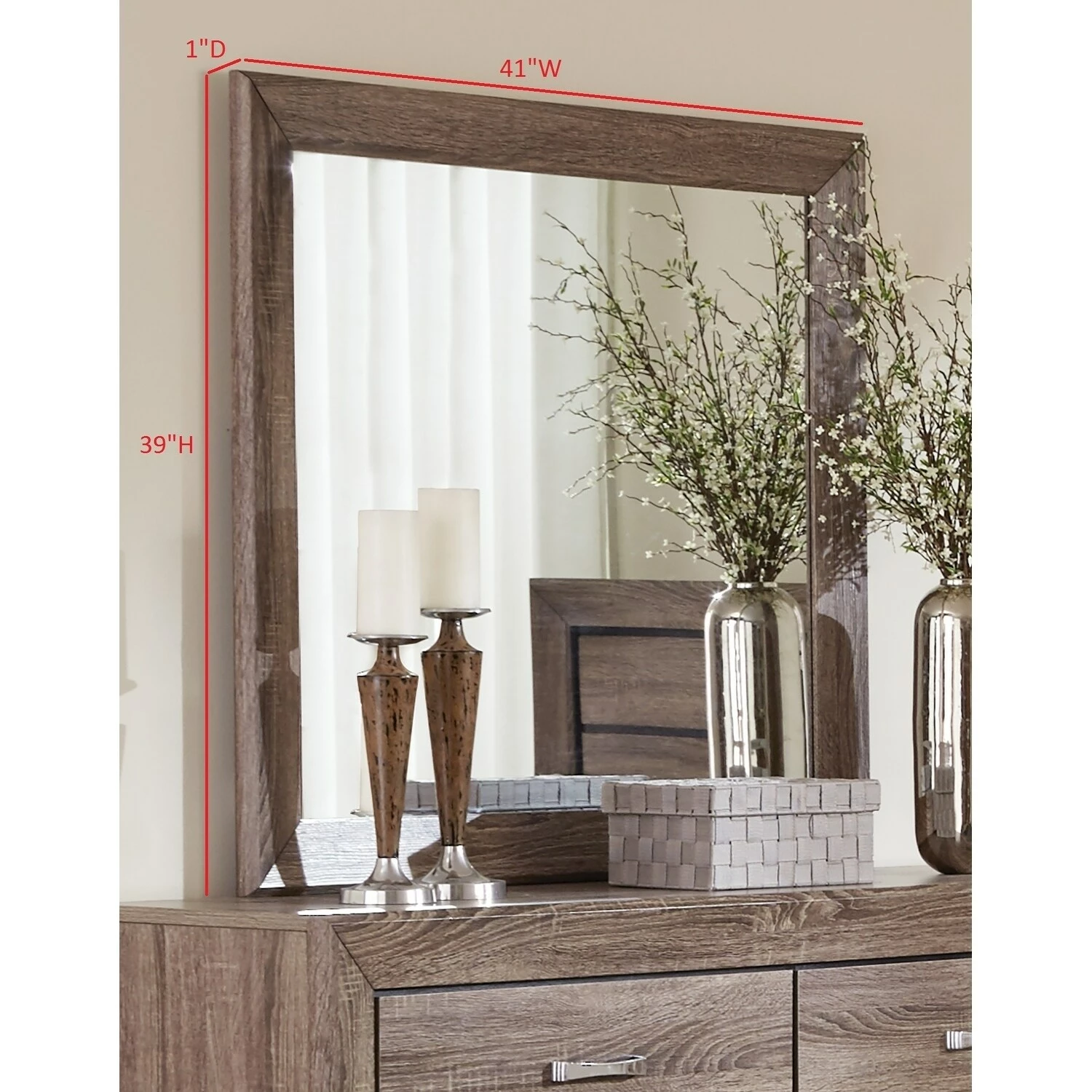 Promo ๐ Coaster Company Rustic MDF Rectangular Mirror - 41" X 1" X 39" ๐ - Image 3