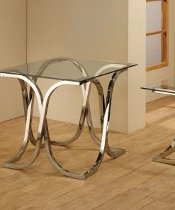 New ✨ Coaster Company Square Chrome And Glass End Table - 24" X 24" X 23.75" ⌛