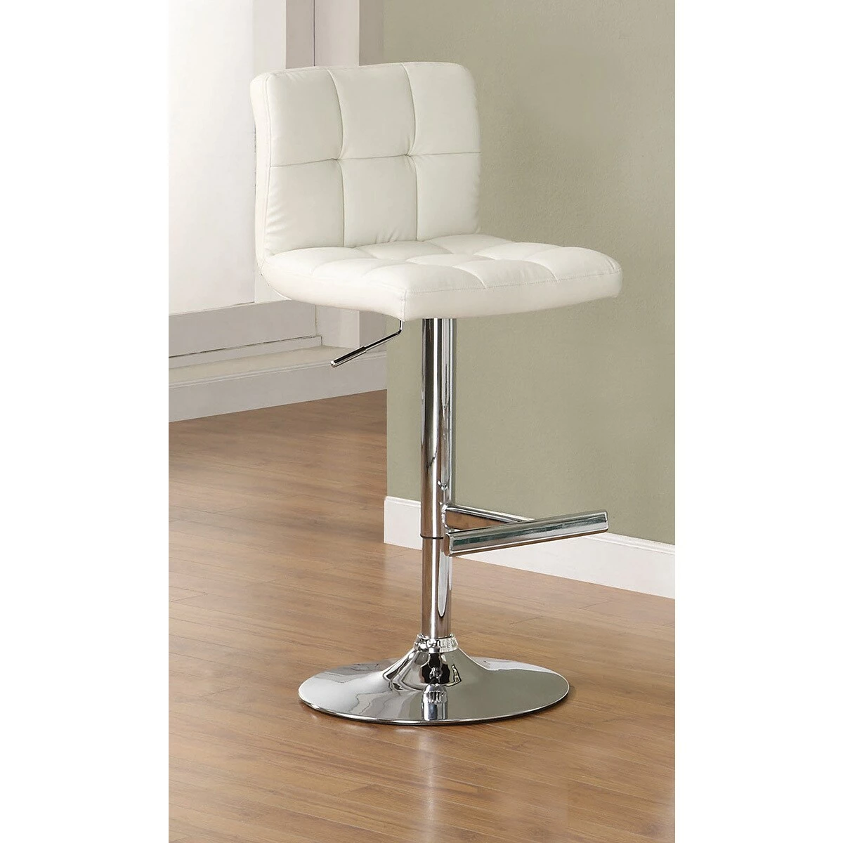 Hot Sale ๐ฅ Coaster Company White Vinyl Chrome Barstool - 18.50" X 19" X 42.50" ๐ - Image 2