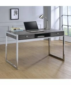 Coupon 🎁 Coaster Company Weathered Grey Wood And Chrome Writing Desk 🛒
