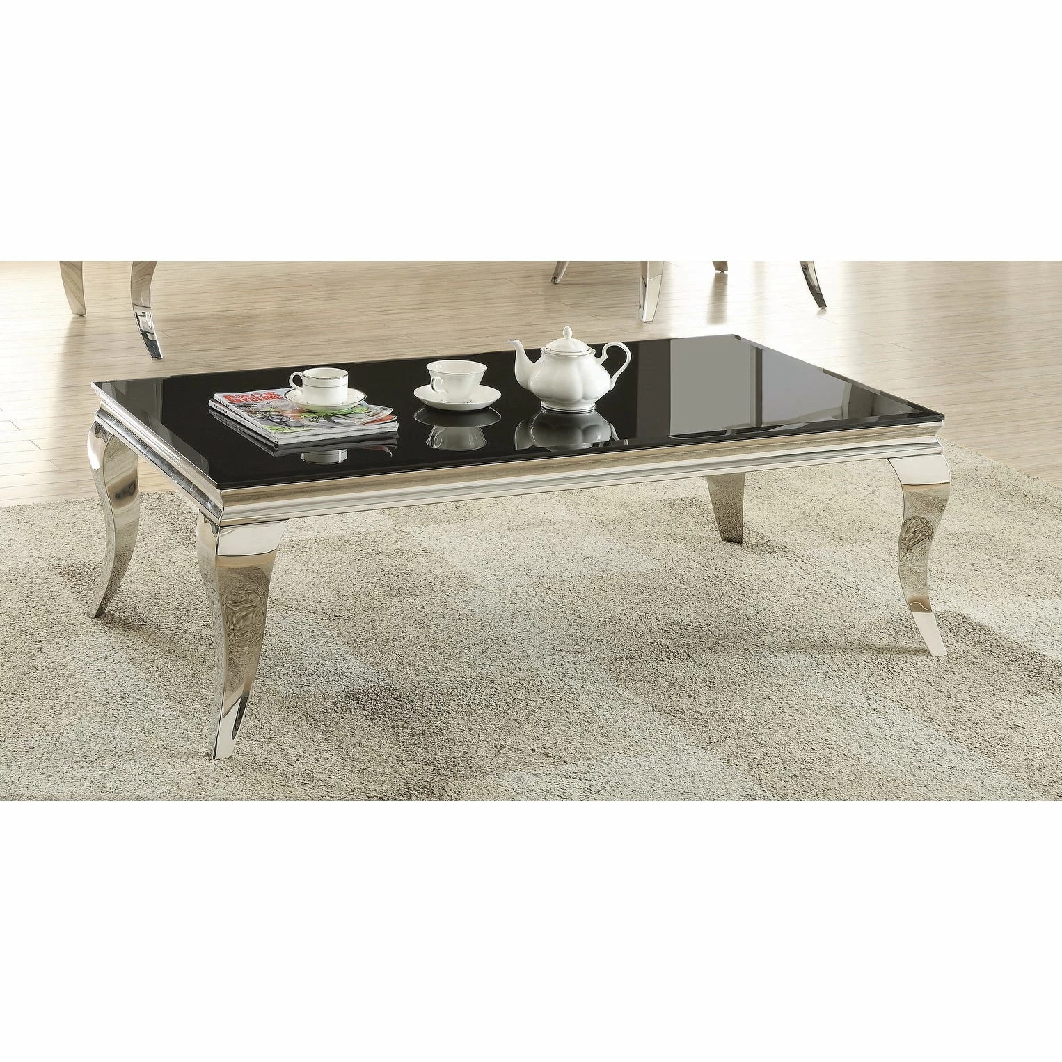 Hot Sale 😉 Coaster Contemporary Black Coffee Table - 51.25" X 27.75" X 17.50" ⌛