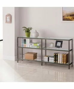 Budget 🧨 Coaster Contemporary Black Nickel 2-tier Double Bookcase 🛒