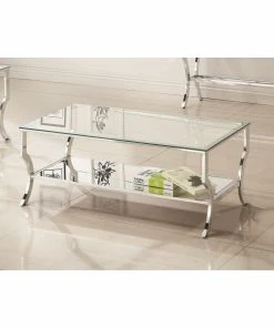 Best deal 👏 Coaster Contemporary Chrome Glass Top Coffee Table - 47.25" X 23.50" X 19.25" 👏