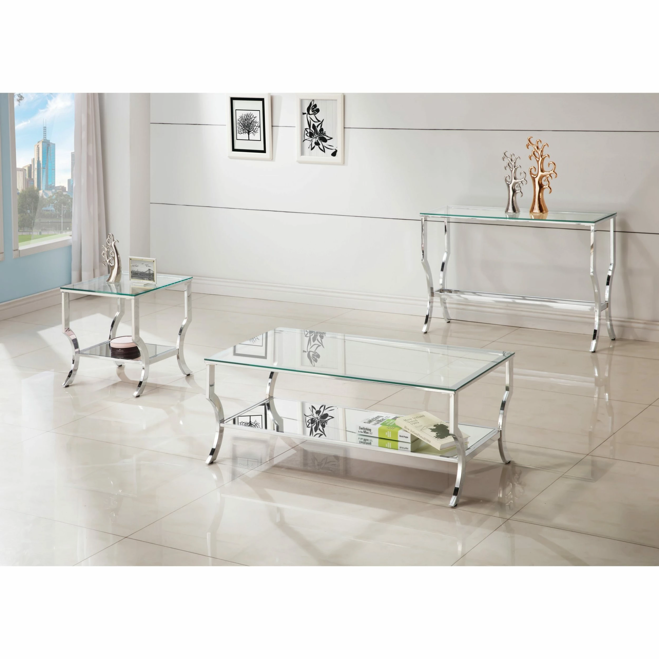 Deals 💯 Coaster Contemporary Chrome Sofa Table - 43.50" X 13.75" X 30" ✨ - Image 3