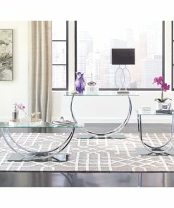 Outlet 🔥 Coaster Contemporary Chrome U-shaped Coffee Table - 48" X 24" X 18" 🔔