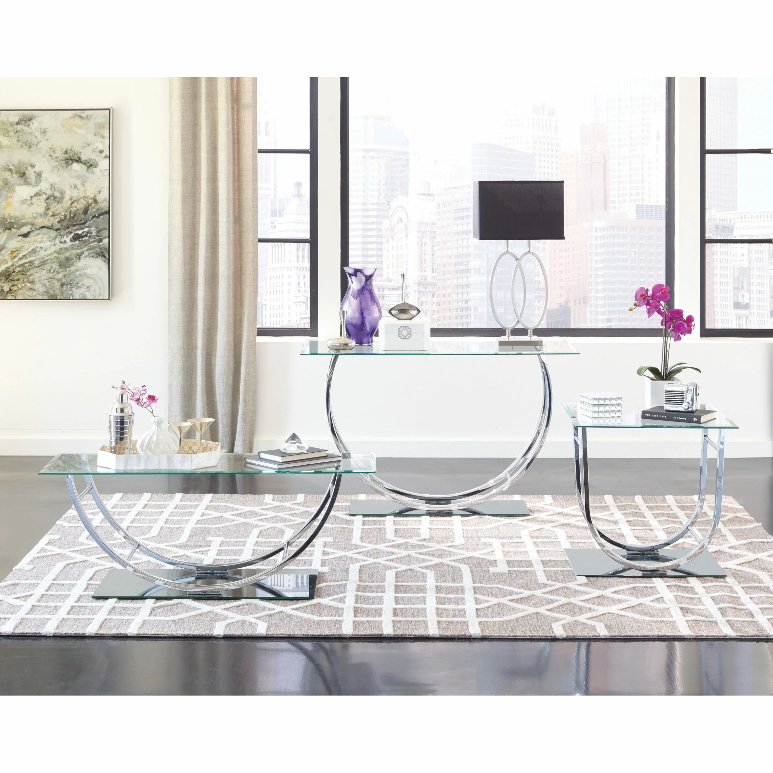 Outlet ๐ฅ Coaster Contemporary Chrome U-shaped Coffee Table - 48" X 24" X 18" ๐