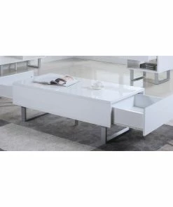 Discount ⌛ Coaster Contemporary Glossy White Coffee Table - 48.50" X 23.25" X 16.50" - 48.50" X 23.25" X 16.50" 😀