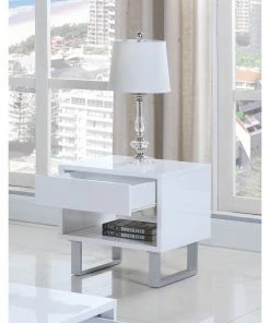 Best deal ❤️ Coaster Contemporary Glossy White End Table 🥰