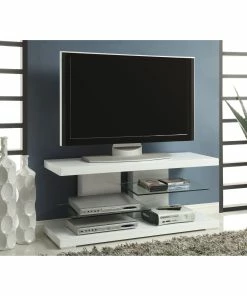 New 🎉 Coaster Contemporary Glossy White TV Console 👏